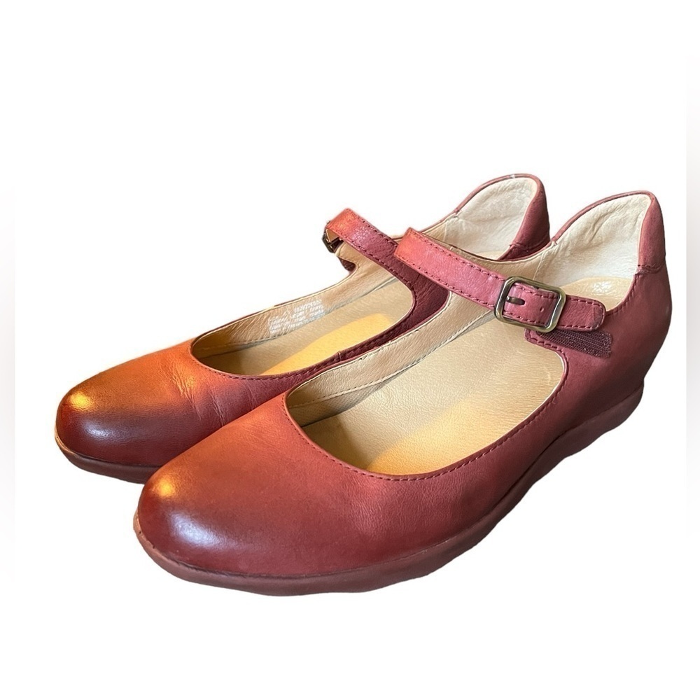 Dansko Marcella Nubuck Mary Jane in Red Burnished Academia Preppy